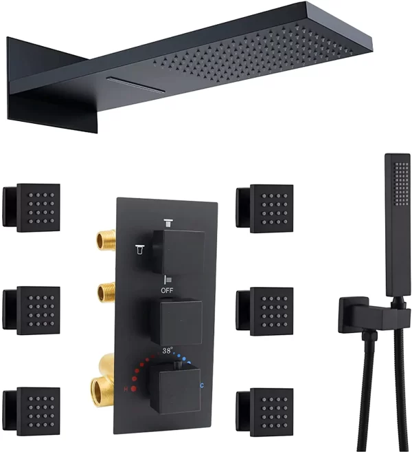 Solid Brass Thermostatic Shower Panel - Dual-Function Rainfall Shower Head