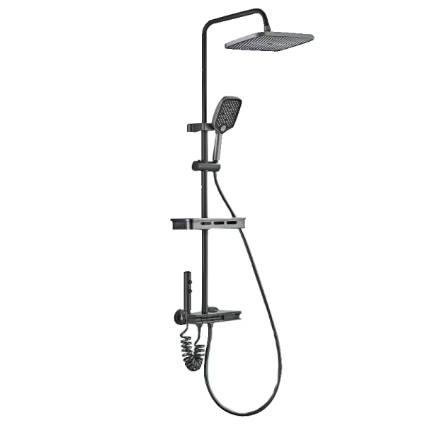 Gun grey brass multi functions  piano key bathroom shower system with digital display