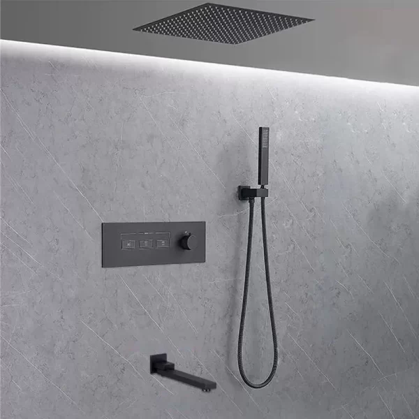 12-Inch Matte Black Rainfall Shower Combo Set