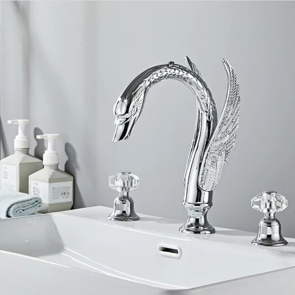 Elegant Swan Shape 2-Handle Bathroom Faucet