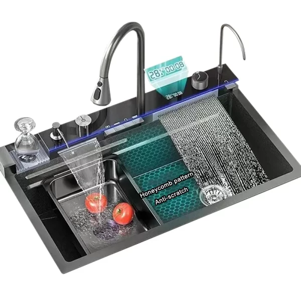 Versatile Large Multifunction Kitchen Sink with LED Display