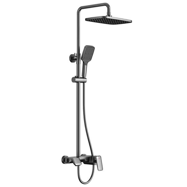 Gun grey exposed piano key shower system with LED digital display shower set waterfall faucet