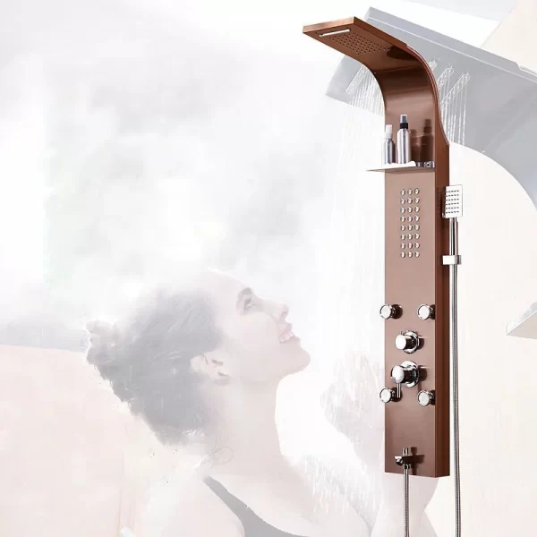 304 Stainless Steel Luxury Rose Gold Finish Bathroom Rainfall Shower Panel System With Handheld Shower and Body Jets
