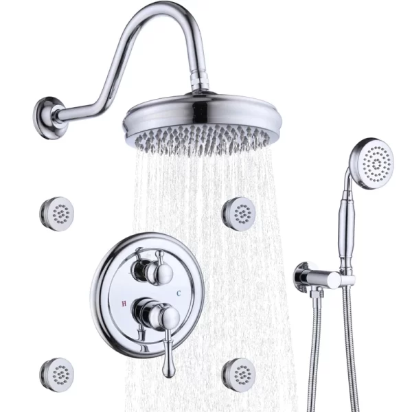 Antique Shower Fixtures Vintage 8inch Round Shower Faucet System Set Complete