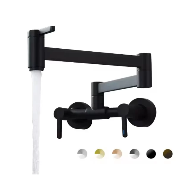 Pot Filler Faucet Wall Mount Hot Cold Mixer Tap Double Joint Swing Arms Folding Kitchen Faucets