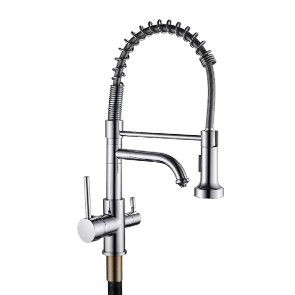 Brass pull out kitchen sink rotary electroplating hot and cold kitchen faucet