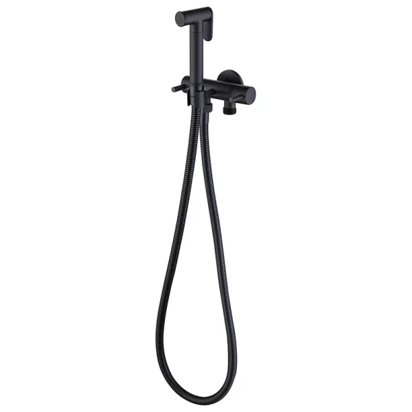 Handheld Brass Bidet Faucet Set - Concealed Black