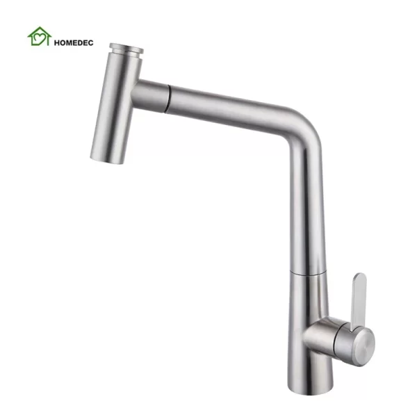 Brushed Nickel Kitchen Sink Faucet with Pull Down Sprayer