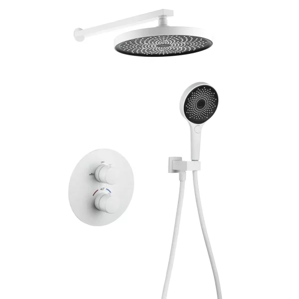 2023 Elegant Round White Bathroom Rain Shower Set