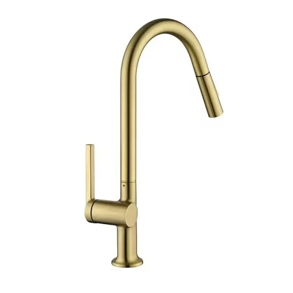 Brushed Gold Kitchen Faucet with Pull Down Sprayer