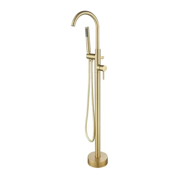 Gold Floor Mounted Bathroom Faucet Set