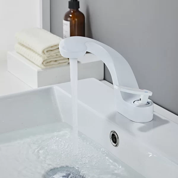 Economical White Bathroom Faucet with Mixer Tap