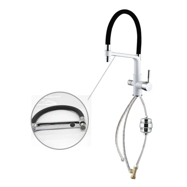 Brass 3 Way Water Filter Kitchen Faucet with Pull Out Design