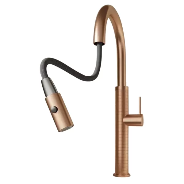 Luxury Modern Rose Gold Kitchen Faucet with Pull-Out Sprayer