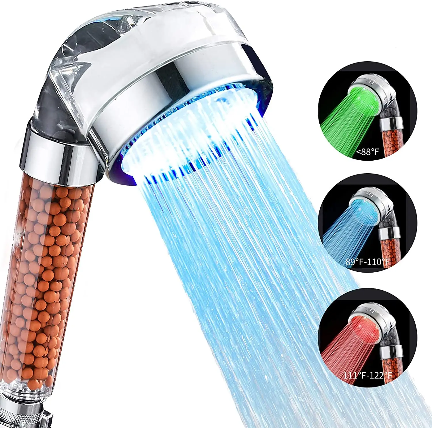 Elevate Your Shower Experience with the LED Temperature-Activated Handheld Shower Head