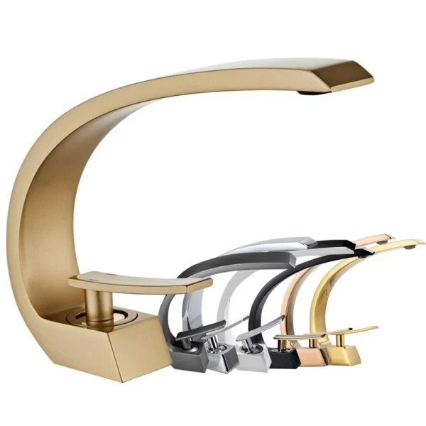Brushed Gold Bathroom Vanity Faucet with Hot & Cold Mixer