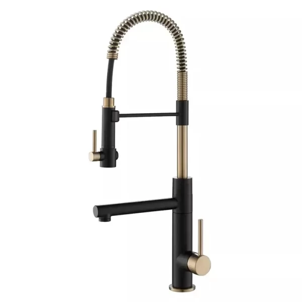 Brushed Gold High Arc Kitchen Faucet with Pull Down Spout