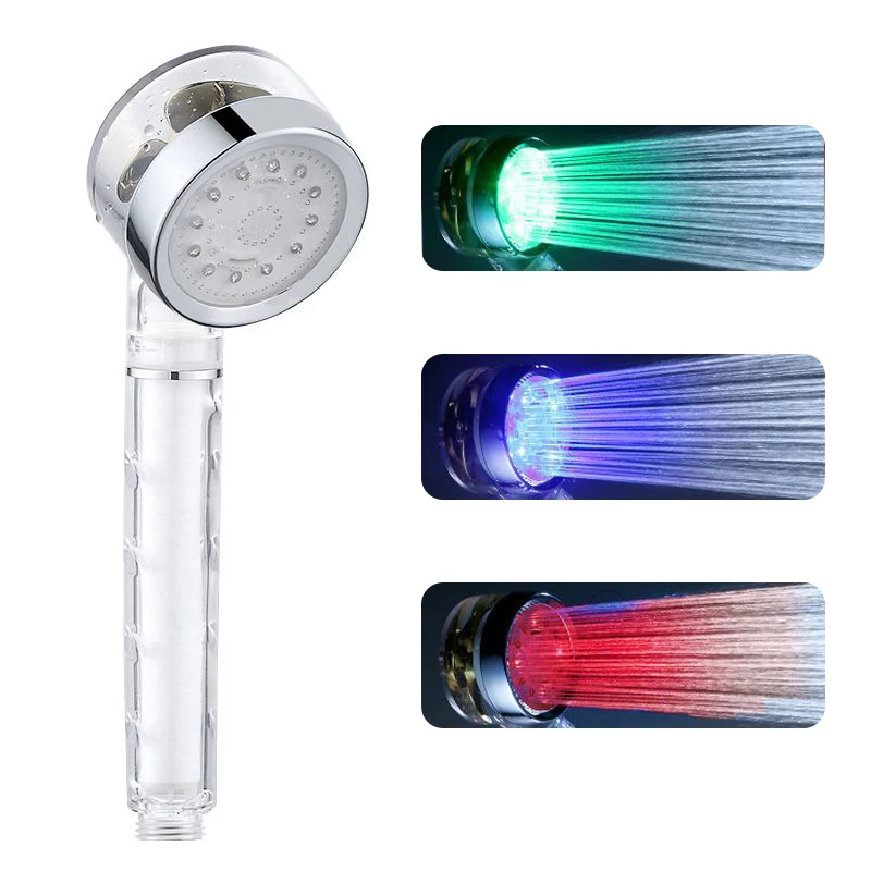 Handle Shower Head with LED Color-Changing Technology and High-Pressure Performance