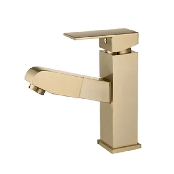 Modern Pull Out Brass Bathroom Faucet with Sprayer
