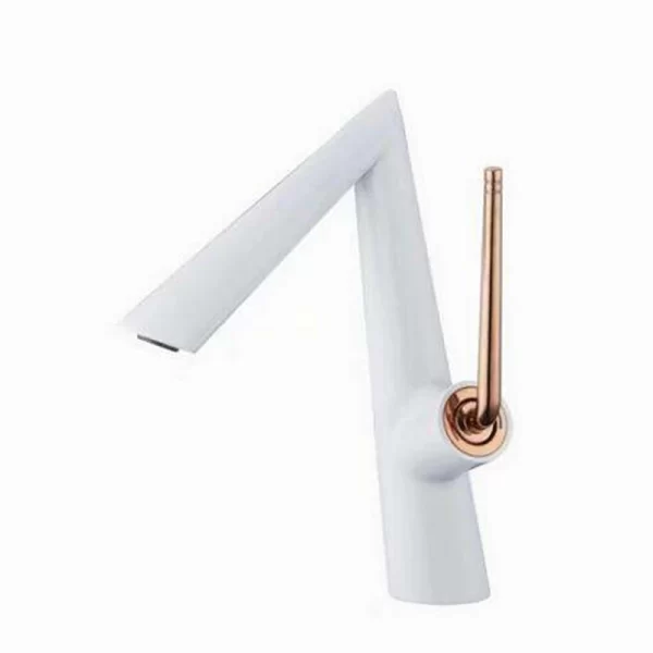 Brass White Finish Deck Mount Faucet for Bathroom