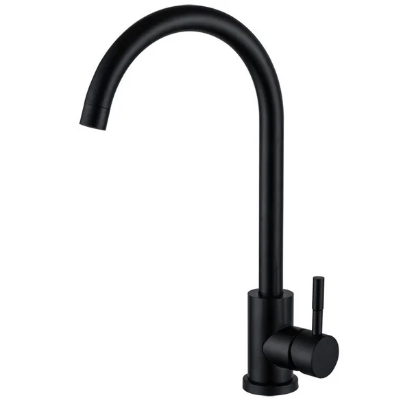 Contemporary Deck Mounted Matte Black Faucet for Kitchen Sink