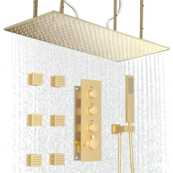 Luxury 3-Function Brushed Gold Shower System