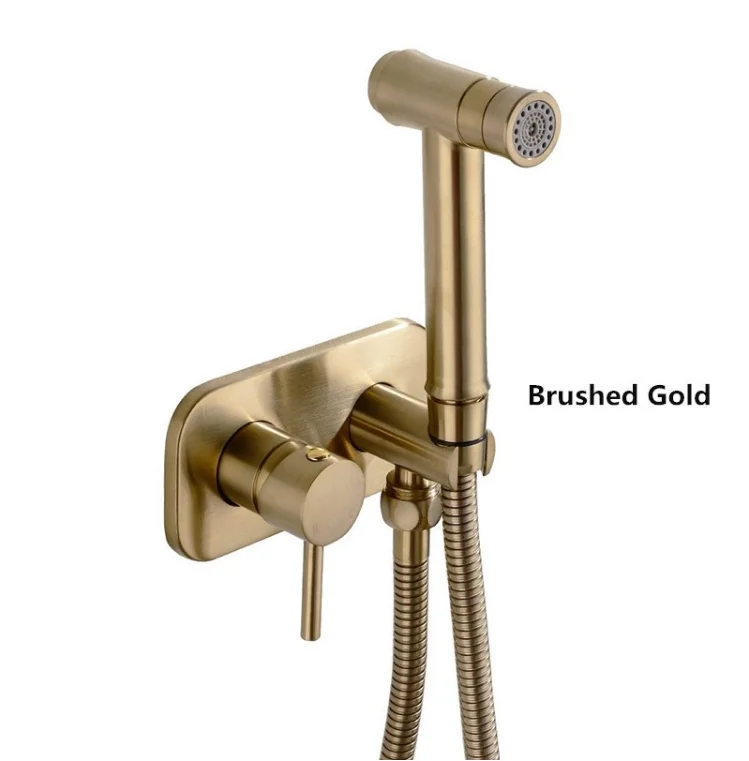 Bidet Sprayer: Luxurious Brushed Gold Bathroom Fixture