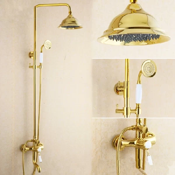 European Brass Gold Rainfall Shower Set - Ali Baba Store