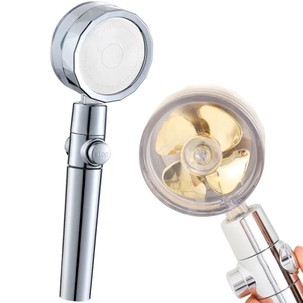 360 Rotating High Pressure Shower Head with Stop Button