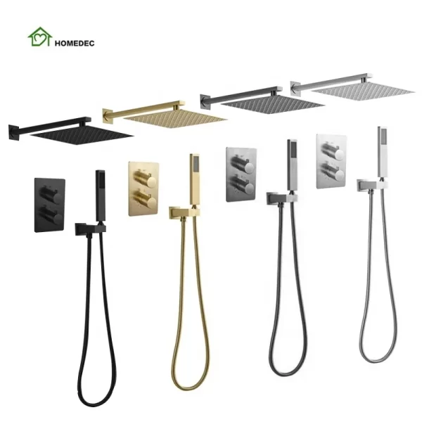 Luxury Brushed Gold Rain Shower System Set