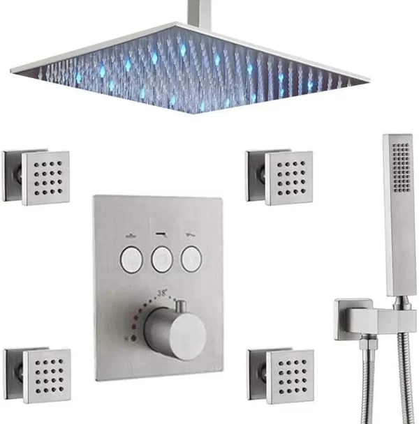 Complete All Metal Shower Jets Spa System with LED Rain Mixer