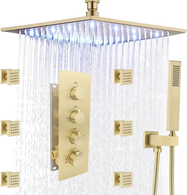 Luxury LED Rainfall Thermostatic Shower System