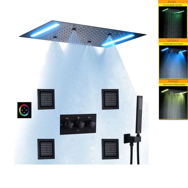 Luxury 14 X 20" Ceiling Rainfall Shower Set with LED