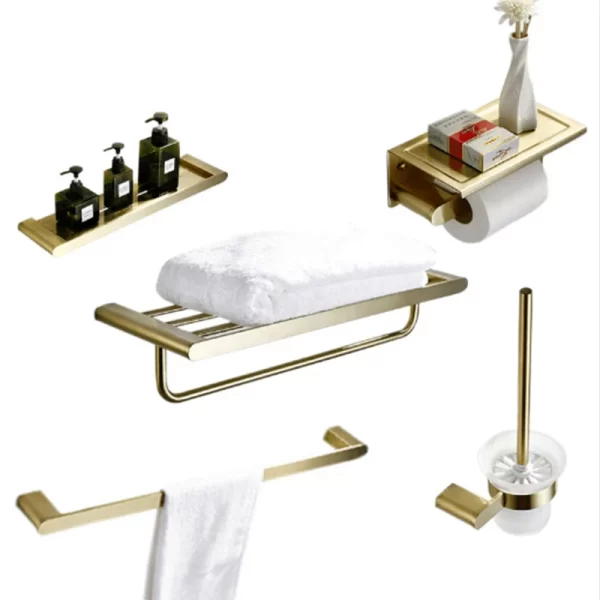 Brushed Gold Luxury Bathroom Accessory Set