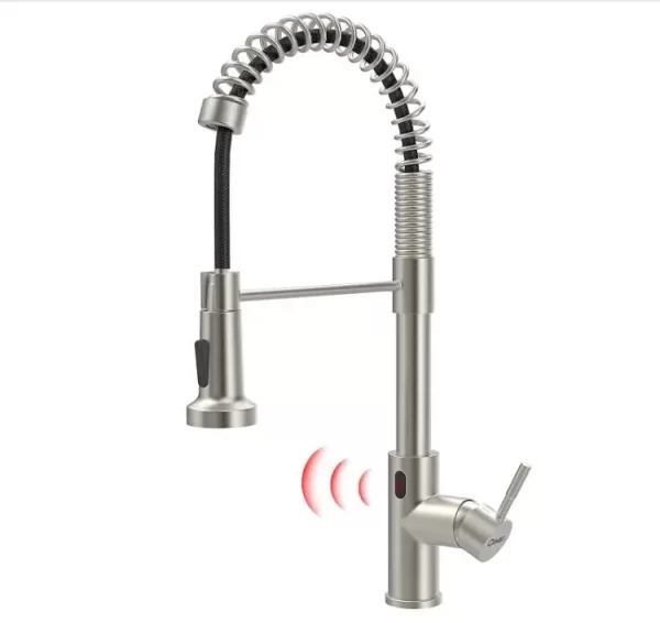 Smart Brushed Nickel Kitchen Faucet with Pull Down Sprayer