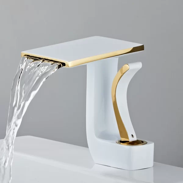 Elegant White Gold Creative Waterfall Basin Faucet