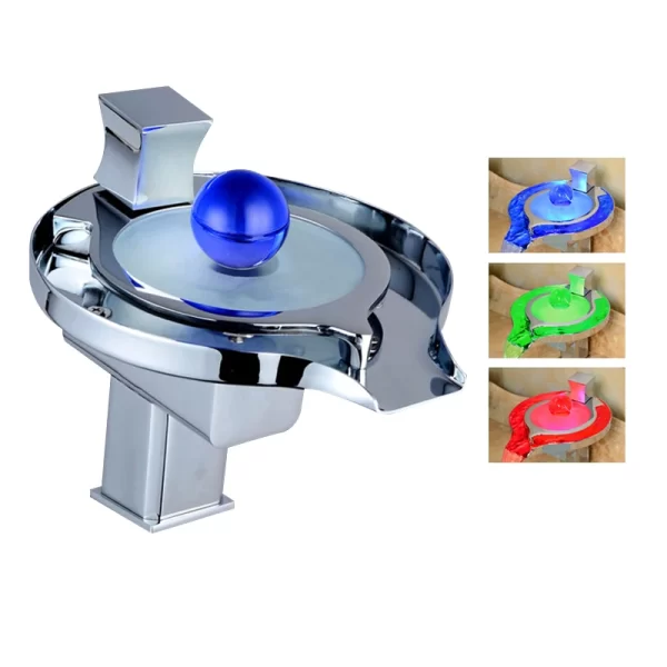 Brass LED Bathroom Sink Faucet with Temp Sensor