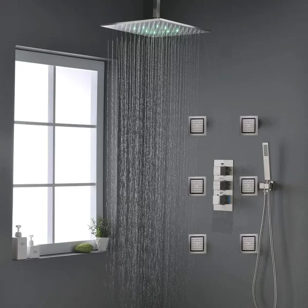 Luxurious 16 Inch Thermostatic LED Shower System