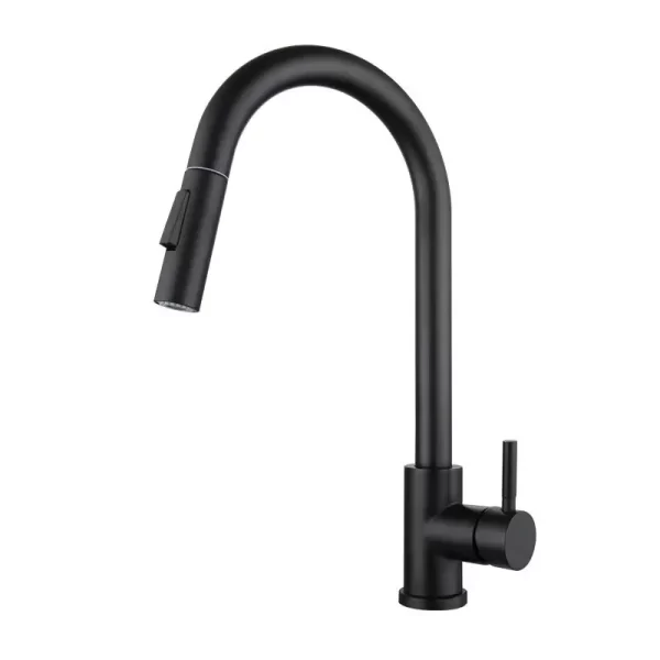 Chrome/Black Stainless Steel Kitchen Faucet with Pull Out Spout