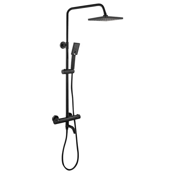 Vintage European Style 12 Inch Thermostatic Shower Set - Matte Black