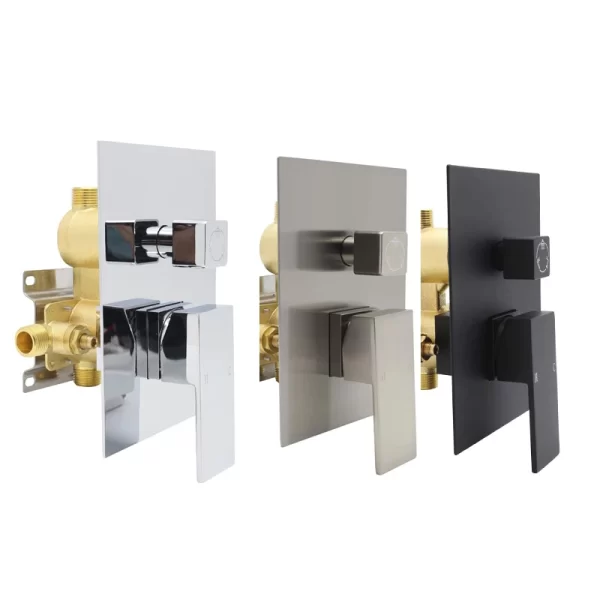 Brass Shower Diverter Mixer Valve with 3-Function Trim Kit