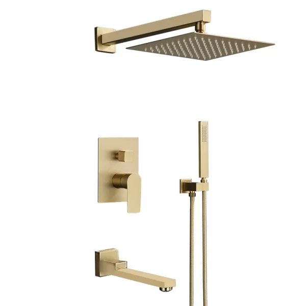 Luxury European Gold Waterfall Bathroom Tap Set with Shower Mixer