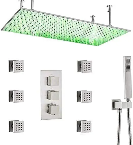 15.7x31.5 Inch Extra Large LED Rainfall Shower System