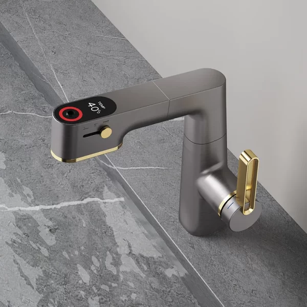 Gun Gray Liftable Digital Display Faucet