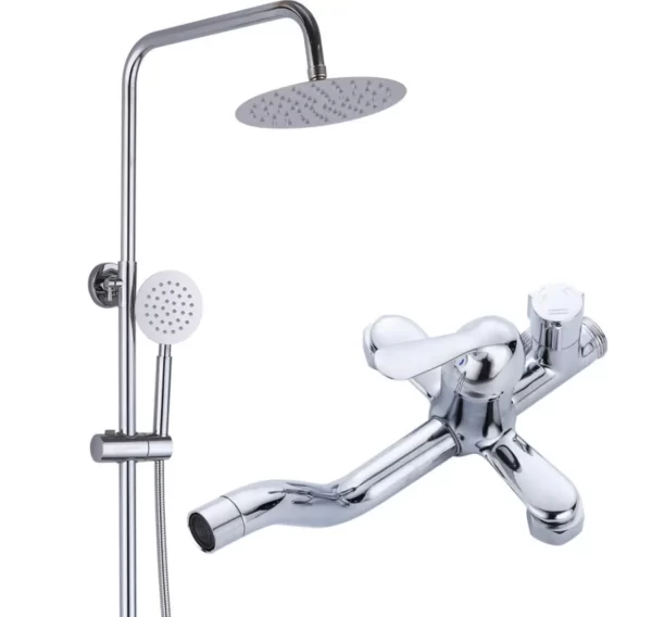 Exposed Chrome Brass Valve Shower System Set