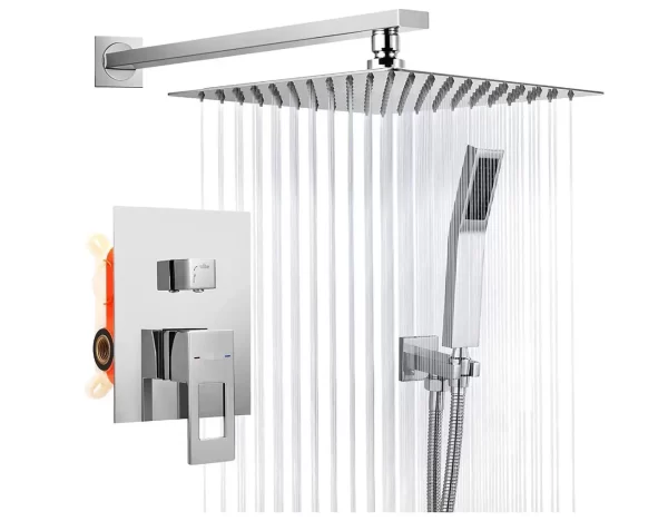Polished Chrome Ceiling Mount Shower System with Handheld Spray