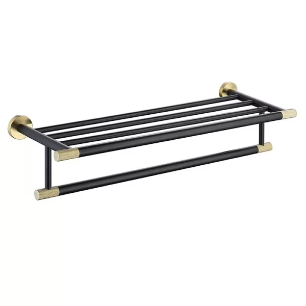 Stylish Black & Gold Dual Tier Towel Rack for Bathroom