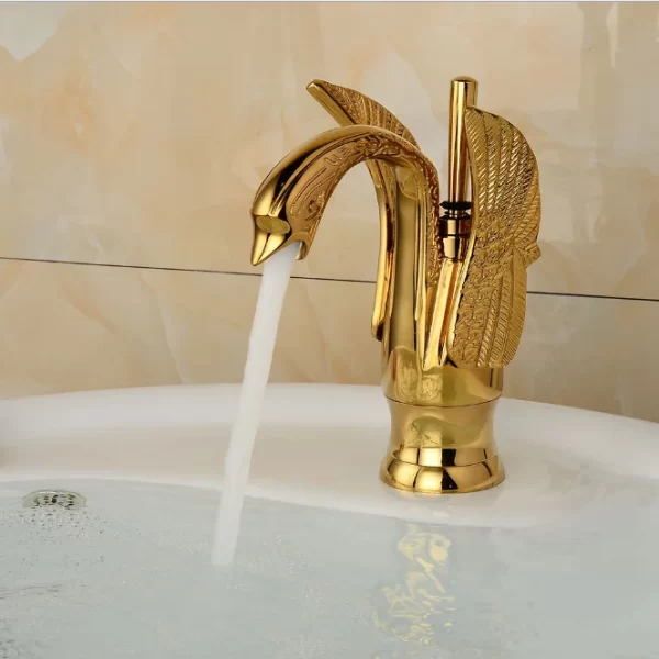 European Brass Gold Swan Sink Faucet 2020